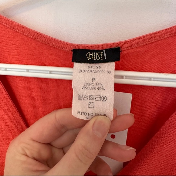 Muse Linen Coral Button-Down Dress - Picture 6 of 6